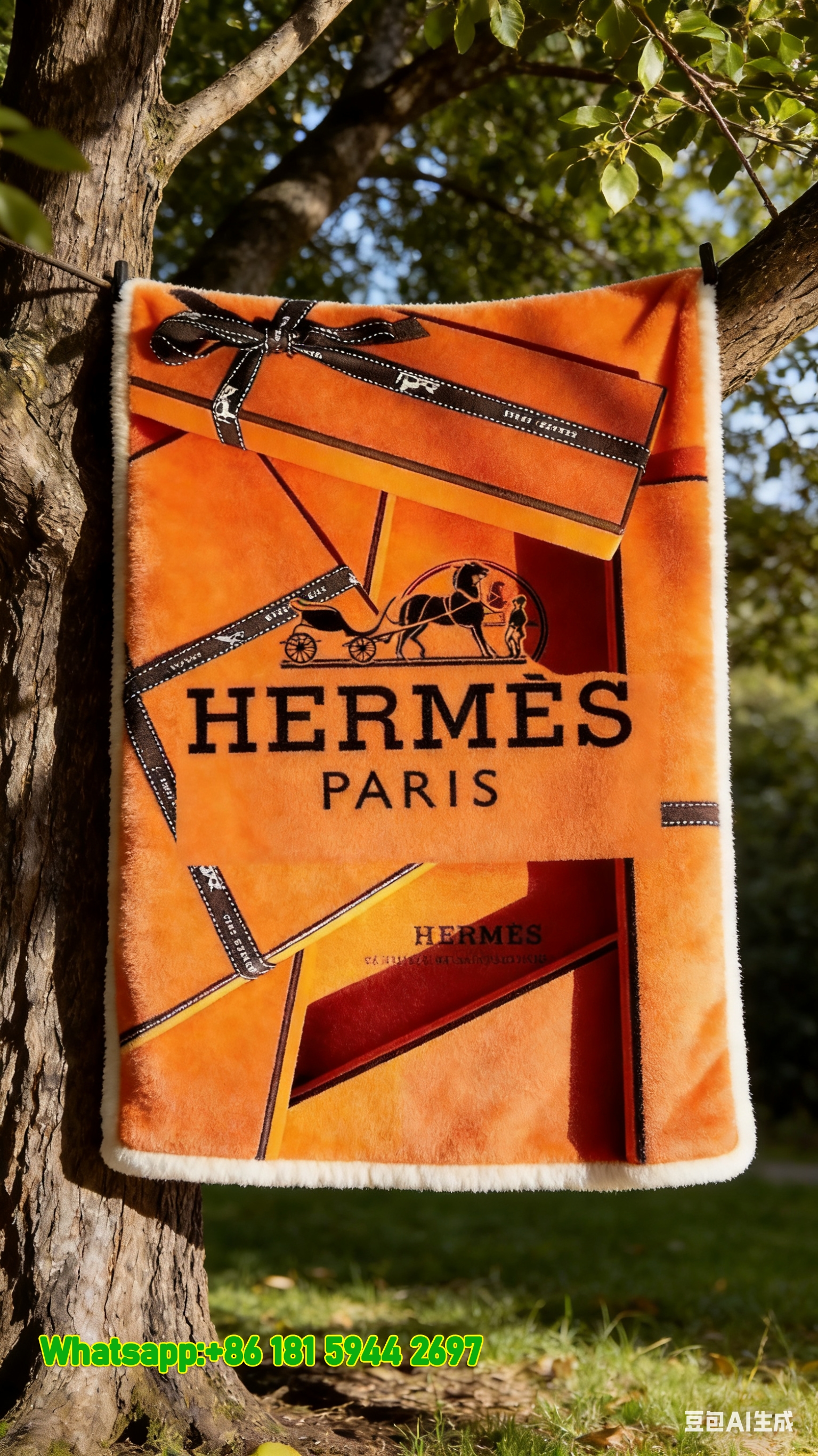 Luxury Hermès Orange Gift Box Flannel Sofa Throw Blanket IMG_4915
